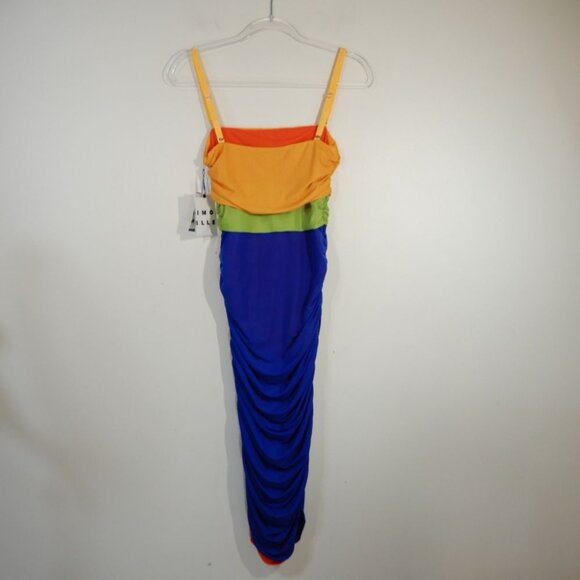 SIMON MILLER Jota Mesh Midi Bodycon DRESS Sz XS Color Block Yellow Blue NEW $295 - Picture 11 of 13